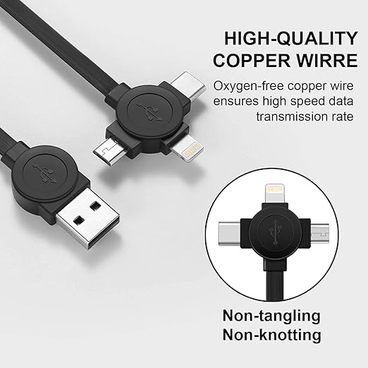 3 in 1 Retractable Multi Charging Cable Fast Charging Cord 2Pack3.3Ft | USB Cable Phone Multiple Charger with USB C/Lightning/Micro Travel Car Accessories for iPhone 17 16 15 14/Samsung/Kindle/Car