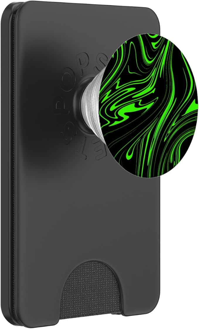 Green Black Modern Abstract Swirl Pattern Men Teen Boys PopSockets PopGrip for MagSafe