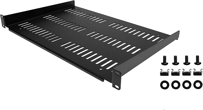 StarTech.com 1U Server Rack Shelf - Universal Vented Rack Mount Cantilever Tray for 19" Network Equipment Rack & Cabinet - Durable Design - Weight Capacity 55lb/25kg - 12" Deep (SHELF-1U-12-FIXED-V)