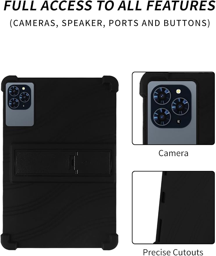 Case for KINGRID T90 11 inch Android 16 TabletWUNIAK Shock Proof Lightweight Stand Rubber Shell Protective CoverKids Friendly Soft Silicone Adjustable Stand CoverBlack