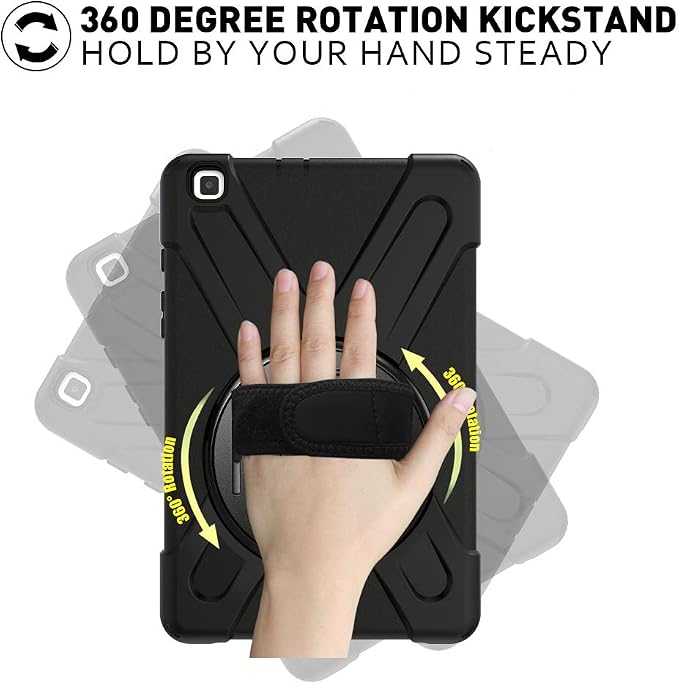 ZenRich Galaxy Tab A 8.0 Case (2019)360 Degree Rotatable KickstandHand Strap and Shoulder Strap zenrich Hybrid Heavy Duty Shockproof Case for Samsung Galaxy Tab A 8.0 SM-T290/T295/T297 (Black) | He