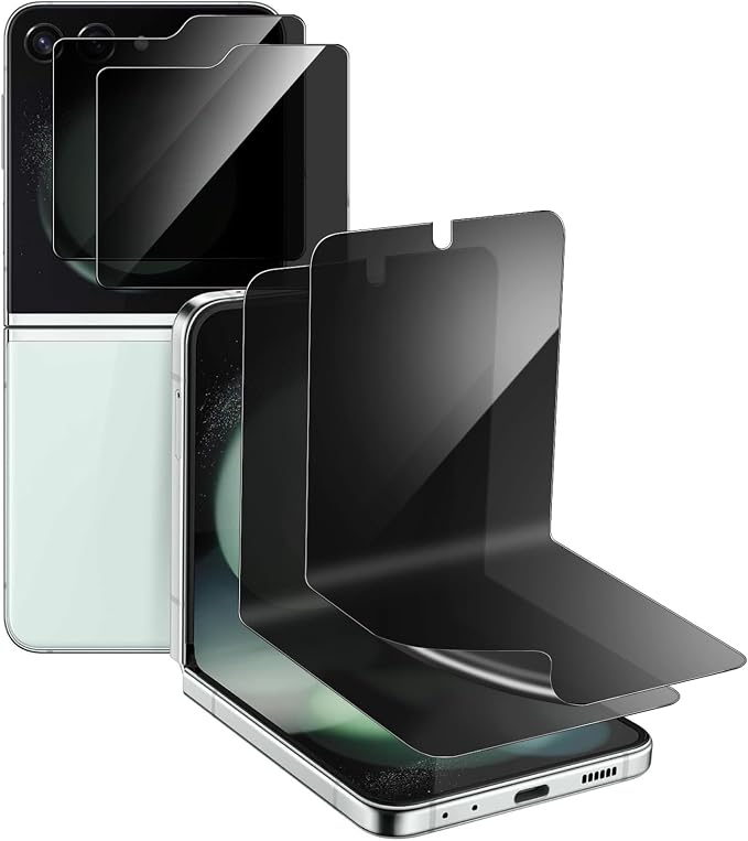 2+2 Pack for Samsung Galaxy Z Flip 5 Privacy Screen Protector TPU + Glass Anti-Fingerprint Scratch-Resistant Privacy Guard