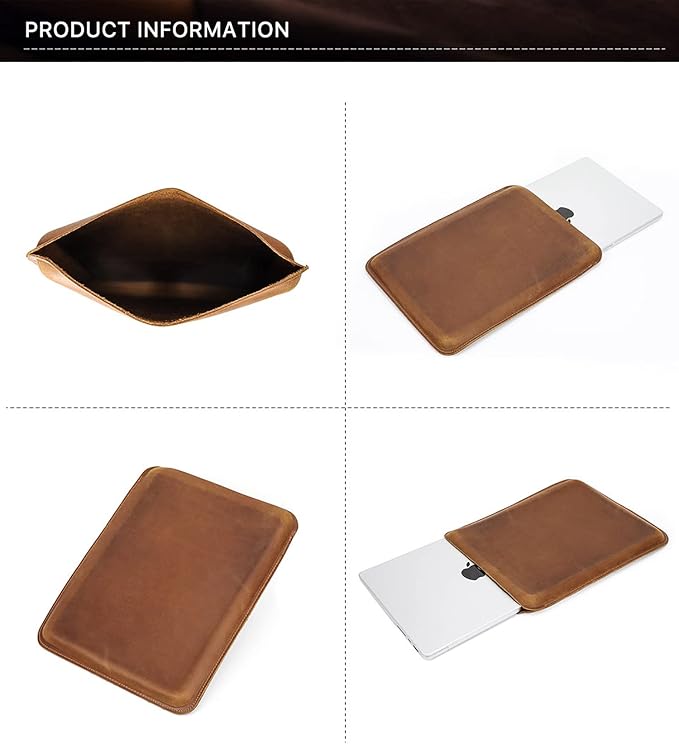 Top Grain Leather 12.9 Tablet Sleeve Slim Protector Vintage Design Fully Handmade Compatible with 12.9 iPad Pro 3/4/5/6 Gen Fits A2233 A2069 A2378 A2379 A2461 A2462 Coffee 12.9 Inch