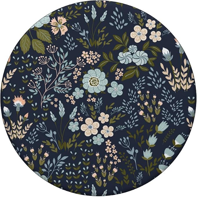 Navy Blue and Pink Floral Flower Print PopSockets Adhesive PopGrip