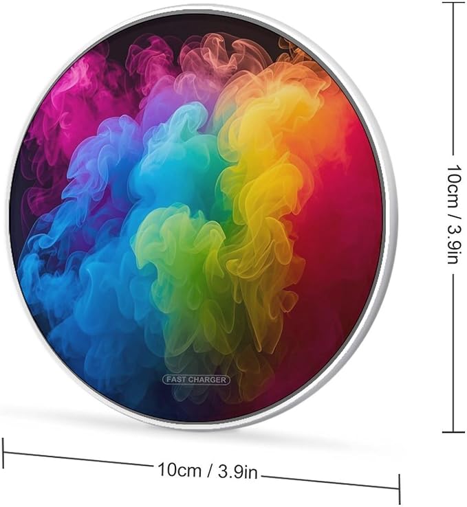 Rainbow Smoke Wireless Charger with Aluminum Alloy Frame Qi Certified Fast Wireless Charging Pad 10W Charging Station Portable Phone Charger for All Wireless Charging Phone