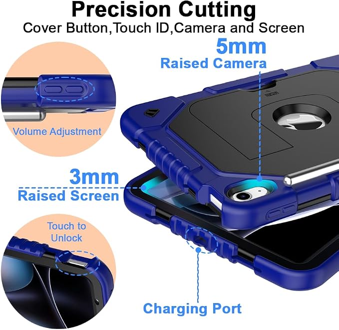 Dteck for Apple iPad 11 inch (A16 11th Gen) iPad 10.9 inch (10th Gen) Slim Clear Case with Kickstand Pencil Holder Reinforced Shockproof Corners Soft TPU Lightweight Protective Cover Transparent