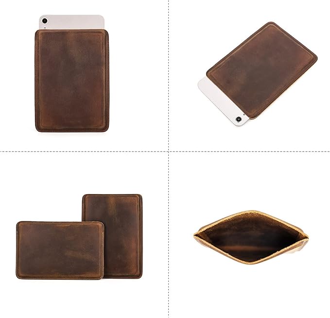 Top Grain Leather 12.9 Tablet Sleeve Slim Protector Vintage Design Fully Handmade Compatible with 12.9 iPad Pro 3/4/5/6 Gen Fits A2233 A2069 A2378 A2379 A2461 A2462 Coffee 12.9 Inch