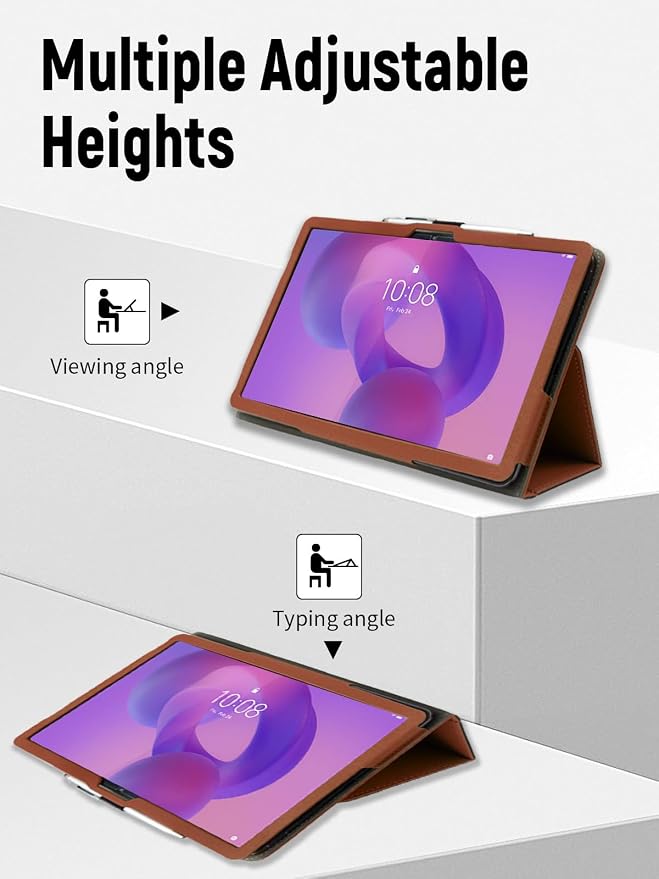 Case for Lenovo Idea Tab Plus 12.1 Inch Tablet 2025 (Black) | PU Leather Folding Cover with Pen Holder and Wrist Strap Business Travel Portable