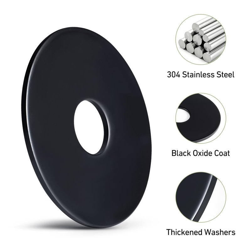 SVLING 100PCS 5/32" x7/8" Fender Washers, Black Oxide 304 Stainless Steel 18-8, 5/32" ID x 7/8" OD Hardware Flat Washers for Screws Bolts