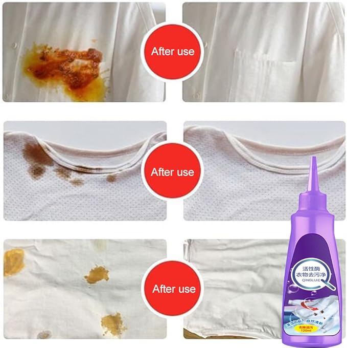 2 PCS Active Enzyme Laundry Detergent, Active Enzyme Laundry Stain Remover, Garment Stubborn Stain Cleaner Oil Remover, Clothes Oil Stain RemoverWhite Shirt Guardian
