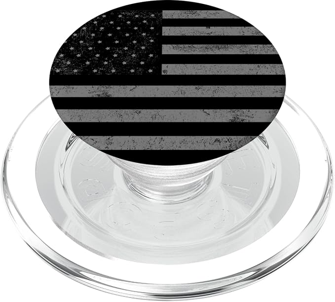 Grey US American Flag Cool Vintage Ensign Patriot Gift PopSockets Adhesive PopGrip