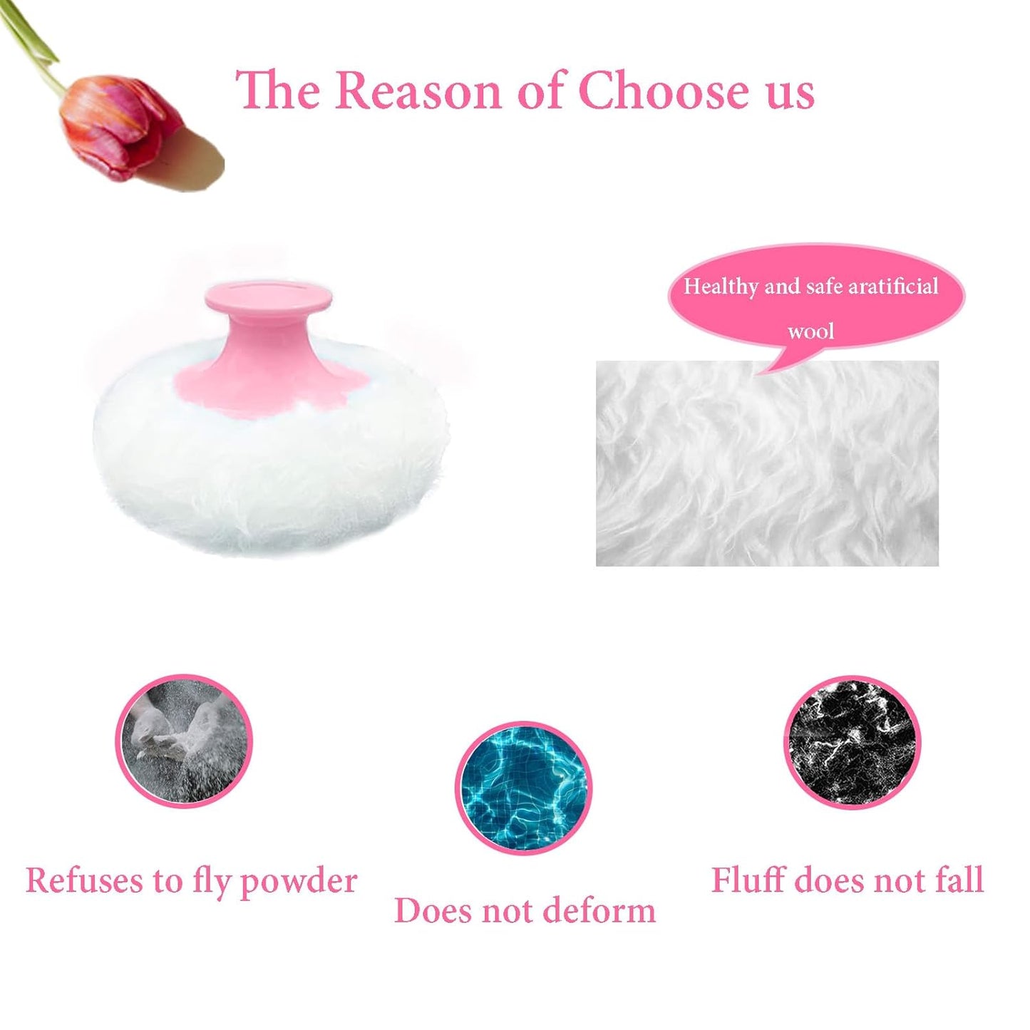 Body Powder Puff and Container for Dusting Powder, Women Powder Puff and Powder Case for Bath and Travel (Light Blue)