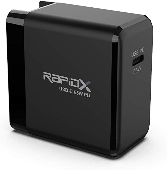 65W USB C Wall Charger RapidX Type C Fast Charger Block for iPhone 14 13 12 Pro and Pro Max iPad Pro Samsung Galaxy MacBook and Type C Laptops Compact and Foldable