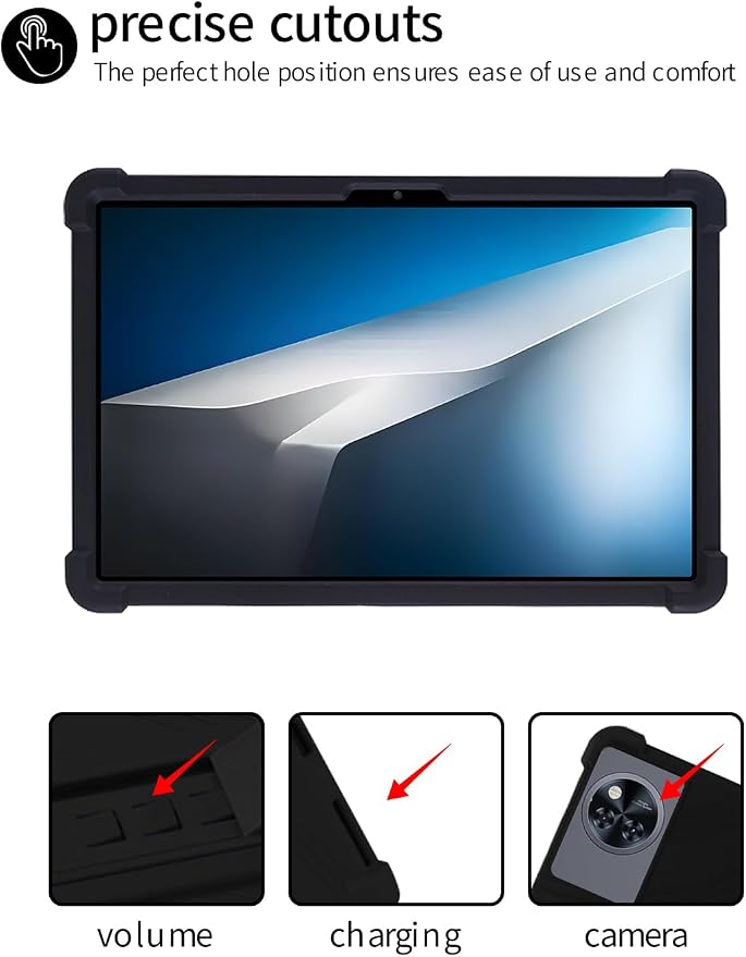 for DOOGEE Tab A9 pro+ Tablet 10.92 inch Tablet CaseBOVUGAC Soft Silicone Adjustable Stand Shockproof Kids Friendly for DOOGEE Tab A9 pro Plus 10.92 Tablet(Black)