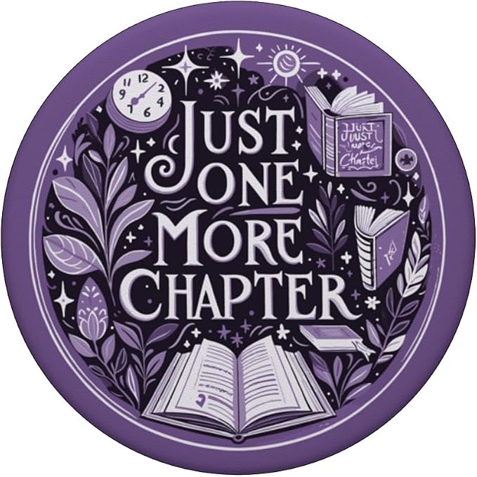 Just One More Chapter Bookish Book Reading Botanical Purple PopSockets PopGrip for MagSafe