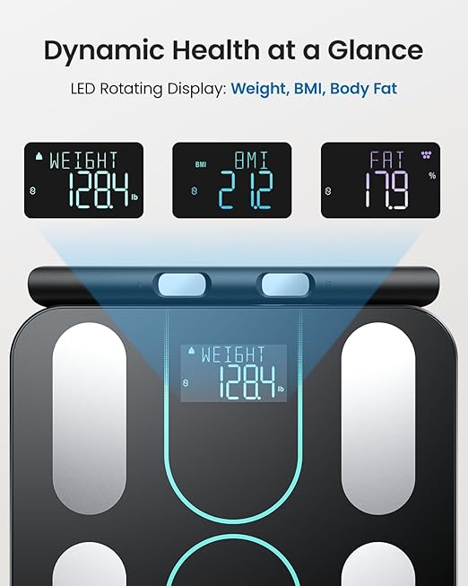 Smart Scale for Body Weight and Fat, 8-Electrode Full-Body Composition Scale with Handle, Dual-Frequency BIA, 28 Body Metrics, High Accuracy Digital Bathroom Scale, FSA&HSA Eligible