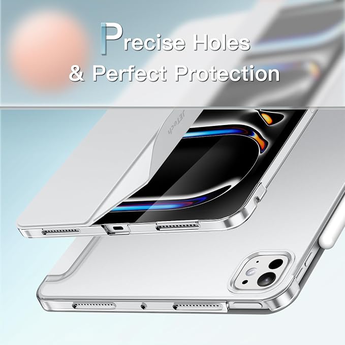 JETech Case Cover for iPad Pro 11 M5/M4 Black | For 2025/2024 Models Translucent Back Tri-Fold Stand Auto Wake/Sleep Shockproof