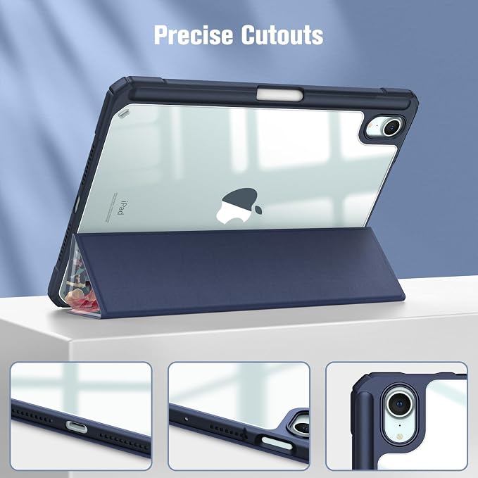 Fintie Clear Case for iPad mini 7th Generation (A17 Pro) / mini 6 8.3 | Slim Hybrid Shockproof Hard PC Back Cover Pencil Holder Viewing &amp Typing Angles Auto Sleep/Wake Black