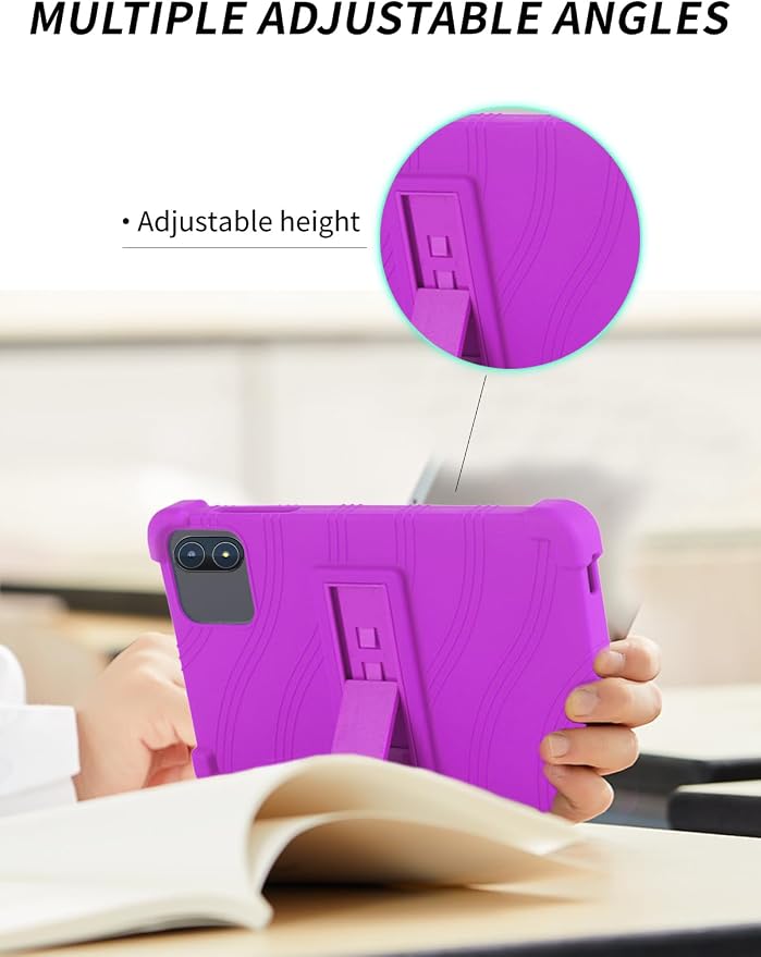 Case for Zuleisy E8A Android 15 Tablet 8.7 inch，WUNIAK Shock Proof Lightweight Stand Rubber Shell Protective CoverKids Friendly Soft Silicone Adjustable Stand CoverBlack