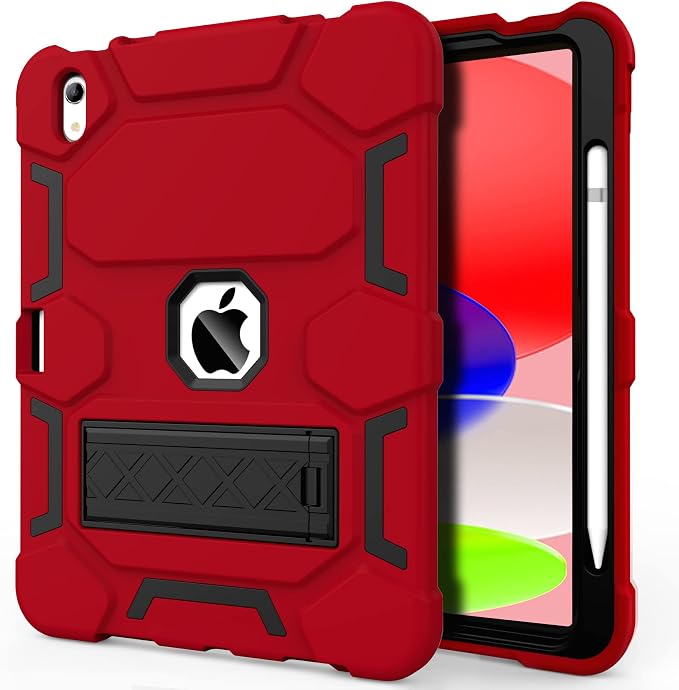 Case for iPad 11 11th Gen (A16) 2025 &amp 10th Gen 2022 10.9 Purple+Green | Kickstand | With Pencil Holder | Drop-Proof Silicone+Hard Shell | Raised Edge Protects Screen&ampCamera | Heavy Duty Pr