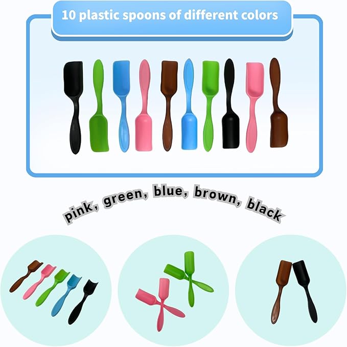10pcs Liyee Mini Gardening 5 Colors Plastic Small Spoons,Succulent Cultivation Digging and Transplanting,Can Also Be Used For Tea-leaf/Coffee/Laundry Detergent Spoons (Multiple colors)