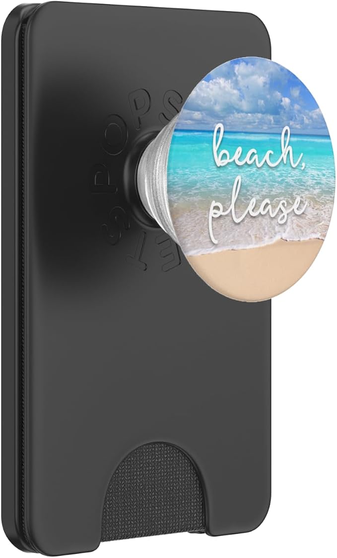 Beach Please - Cute Summer Sayings - Ocean &amp Sand Scene PopSockets Adhesive PopGrip