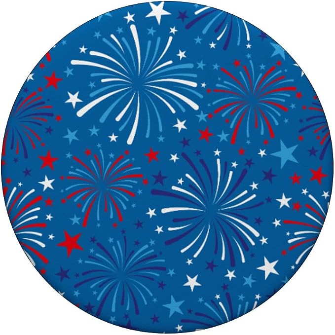4th of July Patriotic Pattern Red White Blue Fireworks PopSockets Adhesive PopGrip