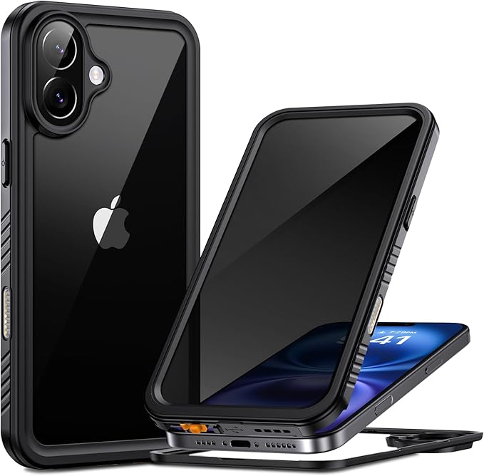 Lanhiem for iPhone 16 Privacy Case, Waterproof Dustproof Shockproof Cases for iPhone 16 with Privacy Screen Protector, Full Body Heavy Duty Protective Cover for iPhone 16-6.1 inch (Black)