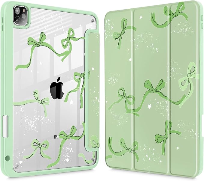 Tuiklol for iPad Pro 11 Inch 4th / 3rd / 2nd / 1st Gen (2022 2021 2020 2018) Case -Built-in Pencil Holder Shockproof Cover Clear Transparent Back Shell with Auto Wake/Sleep Black Flower