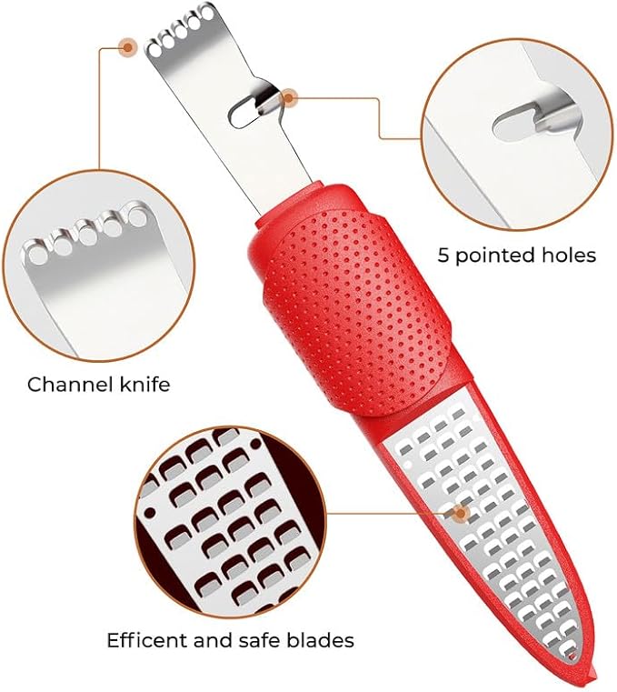 Pisol 3 in 1 Citrus Zester Tool, Lemon Citrus, Orange Zester and Grater