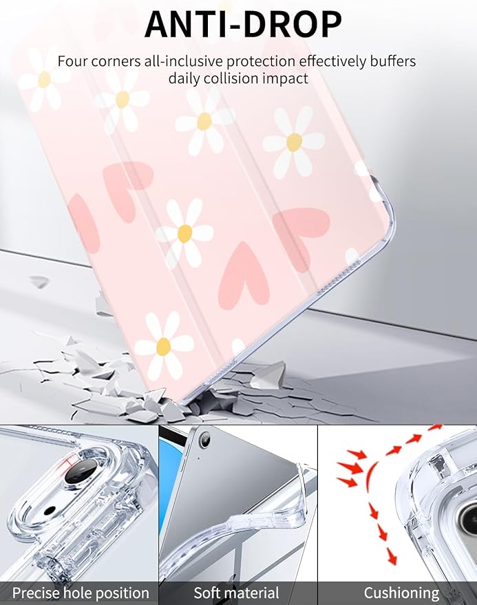 Case for iPad A16 11th/10th Generation 2025/2022 10.9 Inch Slim Trifold 10th Clear Back Transparent Cover with Pencil Holder &amp Auto Sleep/Wake Cover