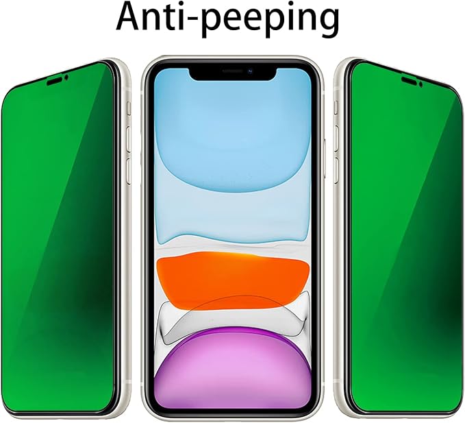 2 Pack Anti-Blue Privacy Tempered Glass Suit for iPhone 11 / iPhone XR Mirror Anti-Spy Screen Protector Anti-Peeping Film Electroplated 9H Hardness Anti-scratch 6.1 inch(Green)