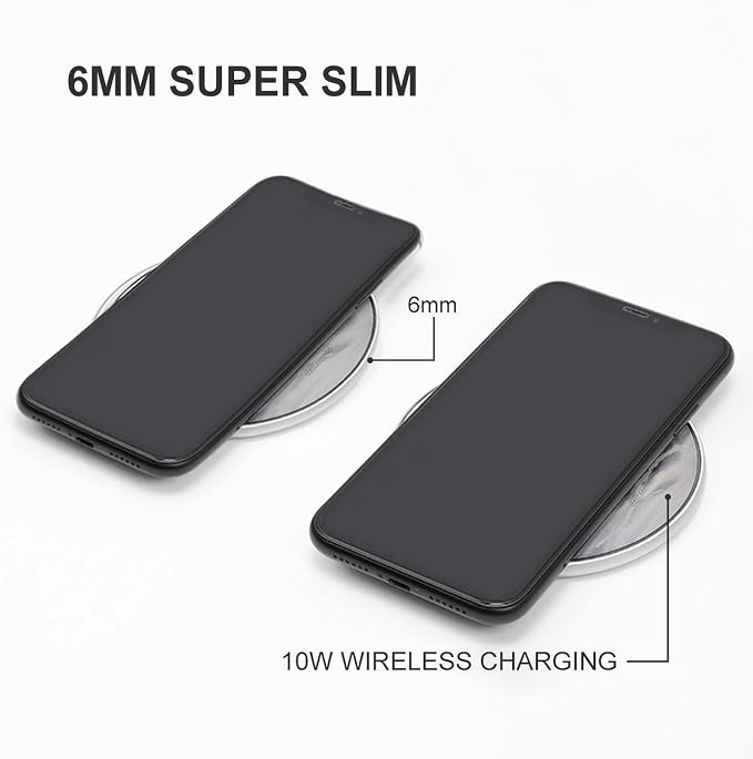 Harp Seal Painting Wireless Charger Aluminum Alloy Frame 10W Fast Charging Pad with Indicator Light 6mm Thin &amp Portable Wireless Charging Pad for Travel Home Office Desk