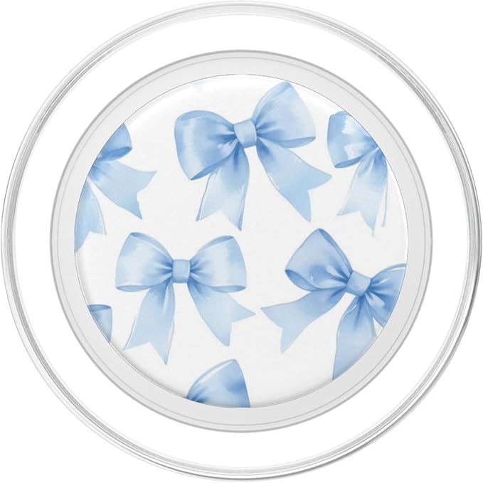 Light Blue Satin Bow Pattern PopSockets Adhesive PopGrip