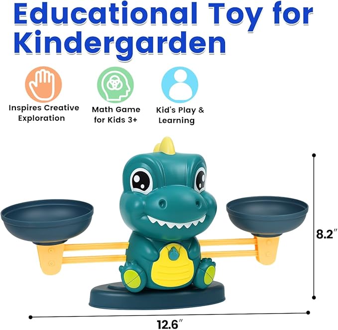 Aitbay Dinosaur Math Balance Toys, Montessori Toys for 3 Years Old Kids, Toddler Educational Toys for 4 5 6 7 Year Old Boys and Girls - Birthday Gifts for Kids Ages 3-5 5-7