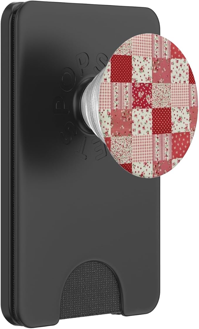 Red Floral Patchwork Pattern PopSockets Adhesive PopGrip