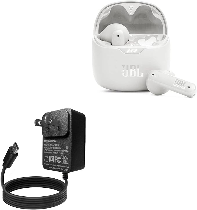 BoxWave Charger Compatible with JBL Tune Flex - Wall Charger Direct (15W) Rapid Charge Your Device with Built-in 3ft Cable