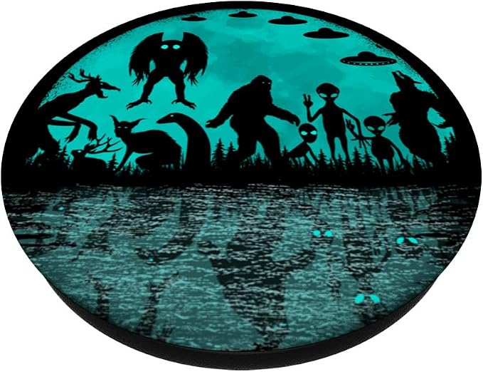 Bigfoot Loch Ness Monster Mothman and Alien Funny Cryptid PopSockets PopGrip for MagSafe