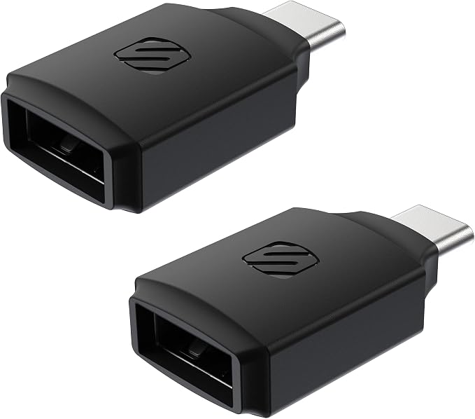 Scosche ACA-2PKSP Strikeline USB Type-C to USB Type-A Adapter 2 Pack - Black