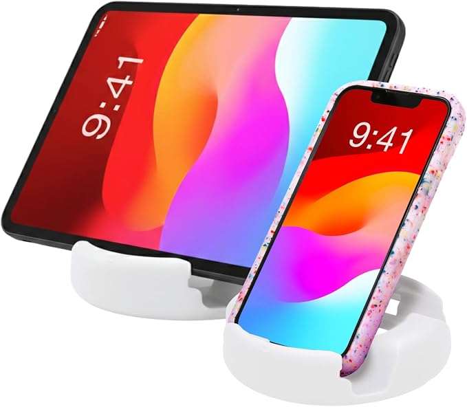 GoDonut Plus+ - Smartphone and Tablet Stand - Compatible with Lager Cases with Charging Port Access - for use at Work at Home Travel and on-the-go (Black)
