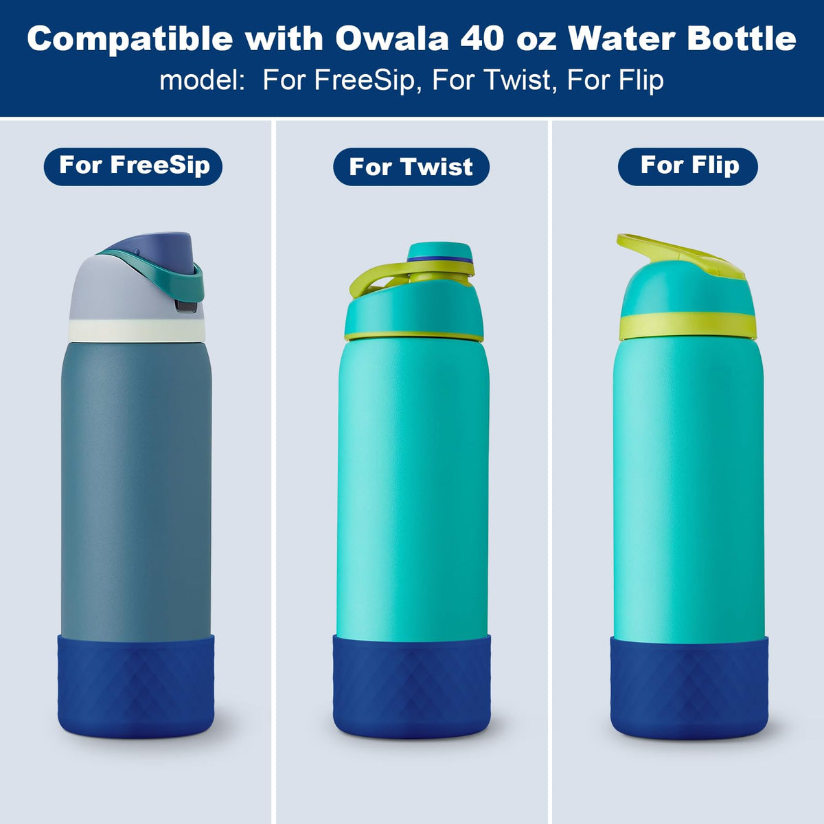Silicone Boot for Owala Water Bottle 40 oz, Anti-Slip Protective Sleeve for FreeSip/Twist/Flip Stainless Steel Water Bottles Accessories