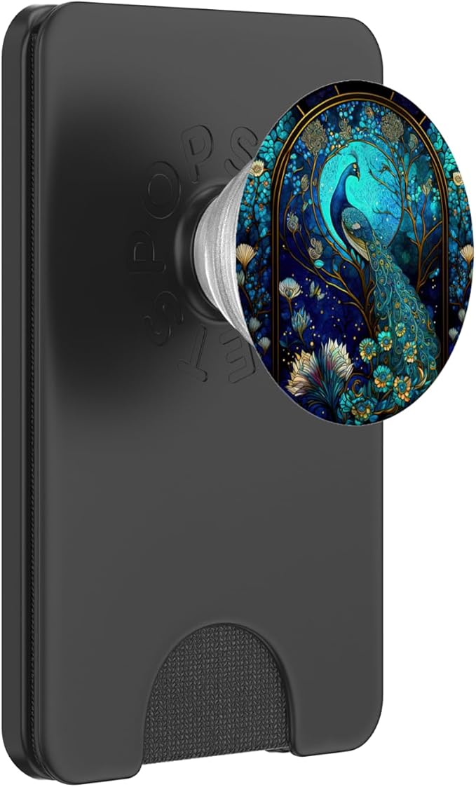 Galaxy Peacock Mysterious Floral Peacock Moon PopSockets Adhesive PopGrip