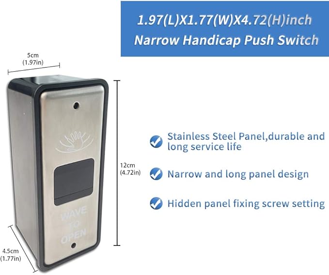 Olideauto Automatic Door Operator,Pair with 2 PCS Wired Slim Touchless Activation Switches Olide-514