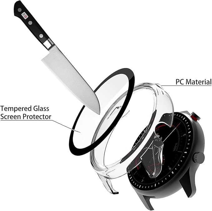 for Venu 2 Plus Case Lamshaw Hard PC Case with Tempered Glass Screen Protector Compatible with Garmin Venu 2 Plus Smartwatch (2 Pack-Pink+Black)