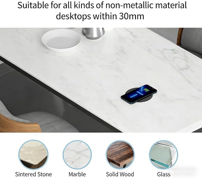 Invisible Wireless Charger Under Desk 0-30mm Invisible Phone Charger 10W Hidden Wireless Charger Magnetic Charger for Desk Table Nightstand Office Home