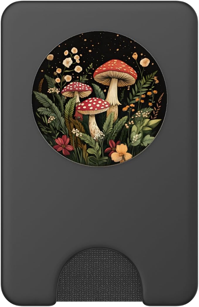 Mushroom PopSockets Adhesive PopGrip for Cell Phones - Black