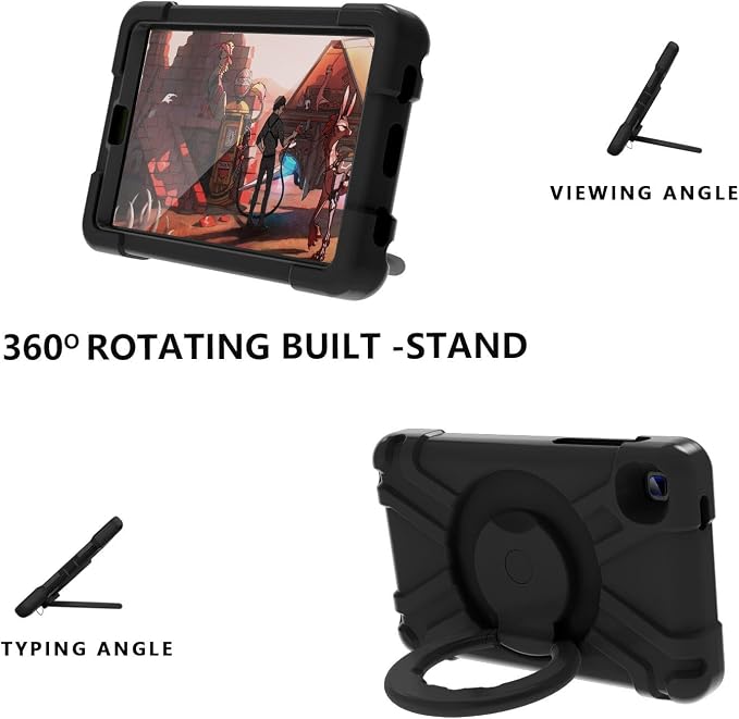 AKABEILA Compatible with Amazon Fire HD 8 2020/2022 Tablet Case，Rugged Kids Case with Stand Lightweight Shockproof Kids Friendly Tablet Cover Black