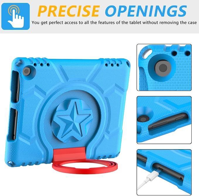Kids Case for Fire HD 8 Tablet (12th/10th Generation 2024/2022/2020) Blue | Lainergie Hight Quality EVA Lightweight Shockproof Kid-Proof Cover Durable Easy to Carry with Convertible Handle Stand
