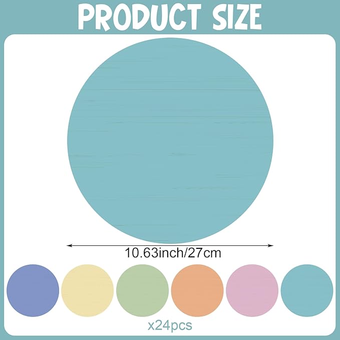 24 Pack 10 Inch Dry Erase Dots for Classroom Tables Dry Erase Circles Colorful Removable Board Marker Wall Sticker Decal Spot Set for Student Tables Desk School Teacher Supplies(Warm Color)