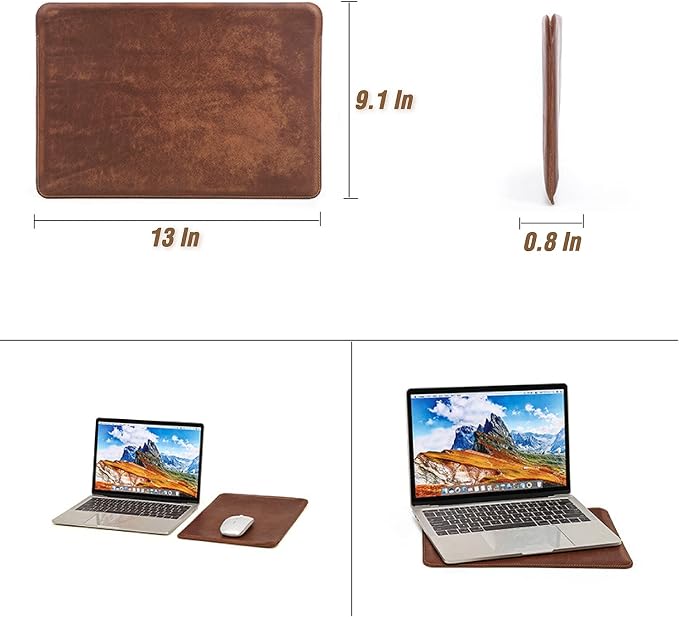 Top Grain Leather 12.9 Tablet Sleeve Slim Protector Vintage Design Fully Handmade Compatible with 12.9 iPad Pro 3/4/5/6 Gen Fits A2233 A2069 A2378 A2379 A2461 A2462 Coffee 12.9 Inch